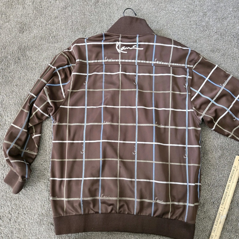 Vintage Karl Kani Track Jacket Brown Blue Grid Check Pattern Size L Large Y2K... - Picture 5 of 11